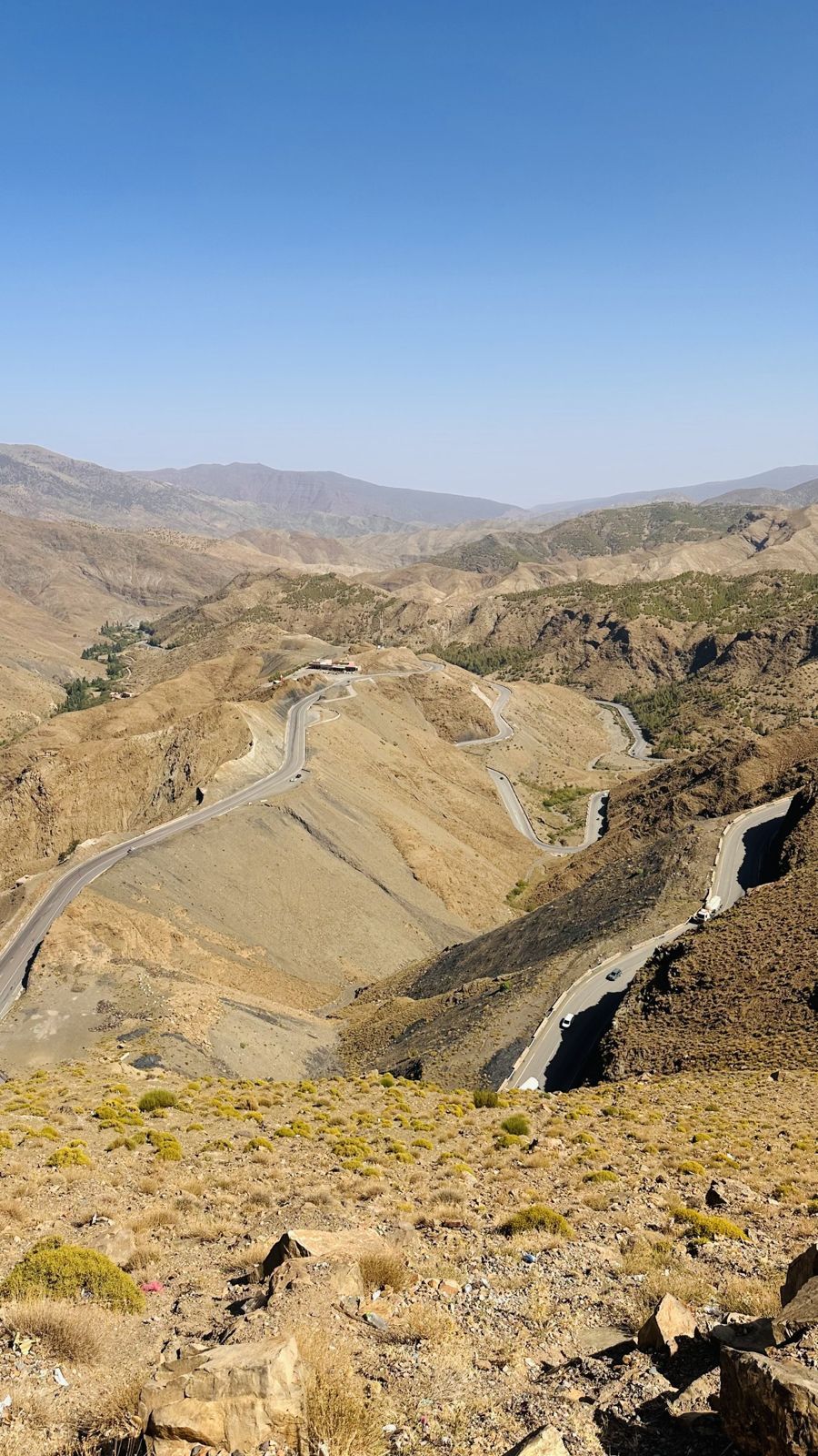 Switchback road over the Tizi n'Tichka pass in the High Atlas